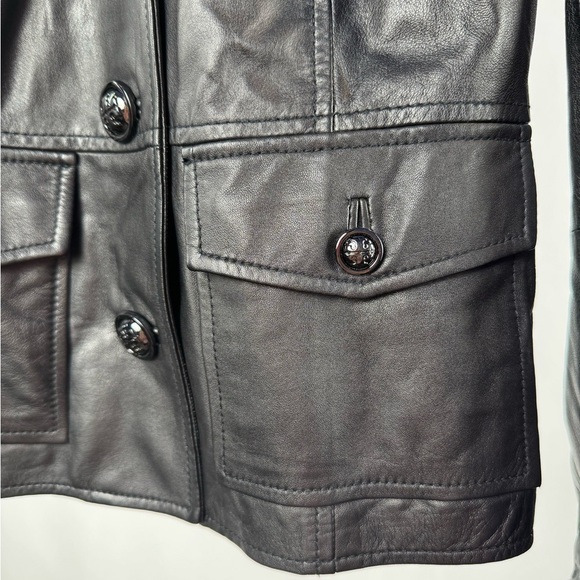 Tory Burch Buttery Soft‎ Leather Sargent Pepper Jacket in Black Size 2 - Picture 2 of 11